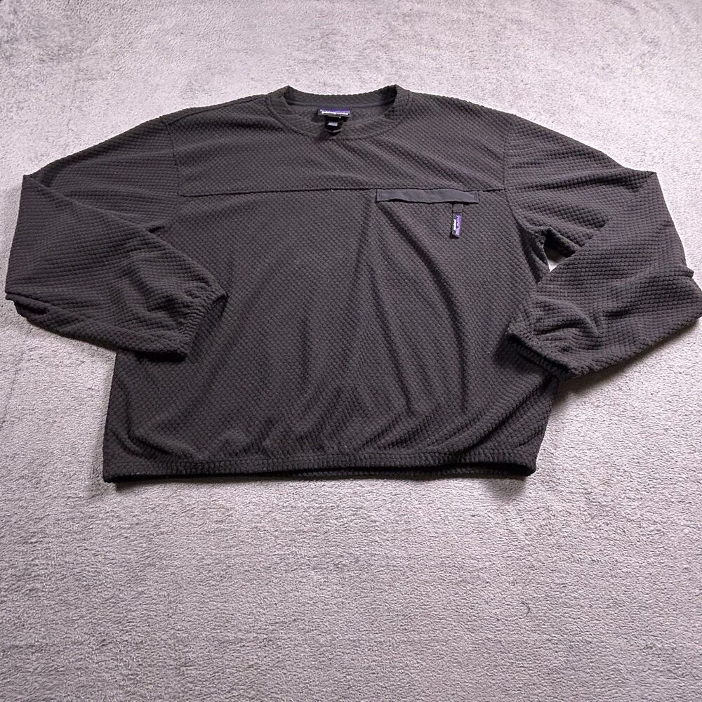 Patagonia Pullover Sweatshirt Womens M Black Textured Fleece Crewneck Gorpcore